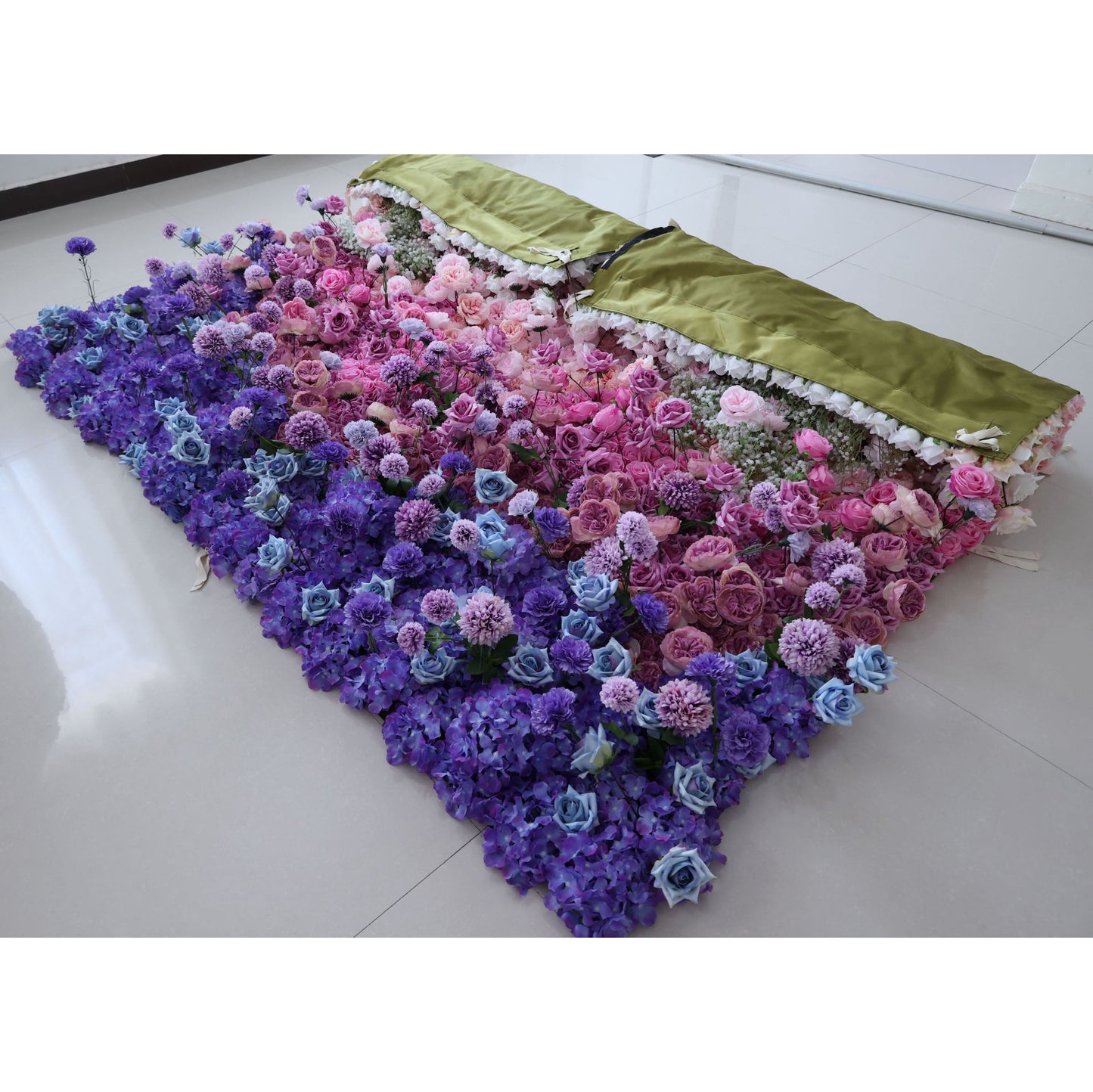 Roll Up Fabric Artificial Flower Wall Wedding Backdrop, Floral Party Decor, Event Photography-VF-340