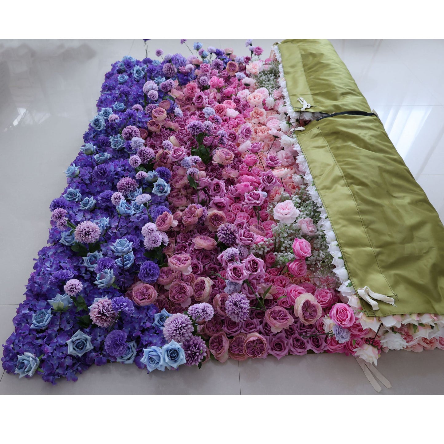 Roll Up Fabric Artificial Flower Wall Wedding Backdrop, Floral Party Decor, Event Photography-VF-340