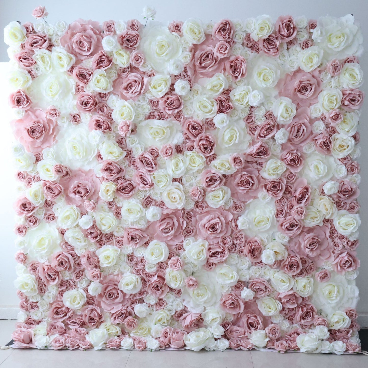 Roll Up Fabric Artificial Flower Wall Wedding Backdrop, Floral Party Decor, Event Photography-VF-315