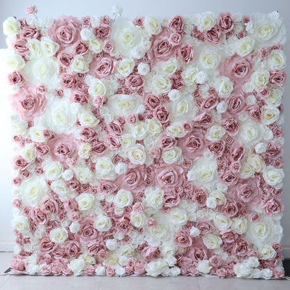 Roll Up Fabric Artificial Flower Wall Wedding Backdrop, Floral Party Decor, Event Photography-VF-315