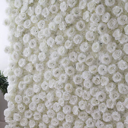 Flowers Artificial Rose Wall Backdrop: Serene Elegance - The Whispering Whites-VF-256