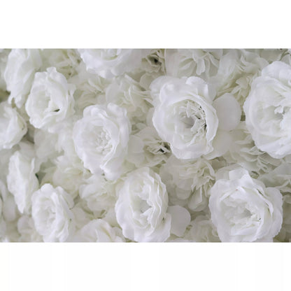 Flowers Artificial Rose Wall Backdrop: Serene Elegance - The Whispering Whites-VF-256