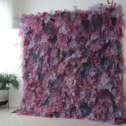 Flowers Artificial Fern Wall Backdrop: Mystic Foliage - An Enchantment of Plum and Lavender-VF-255