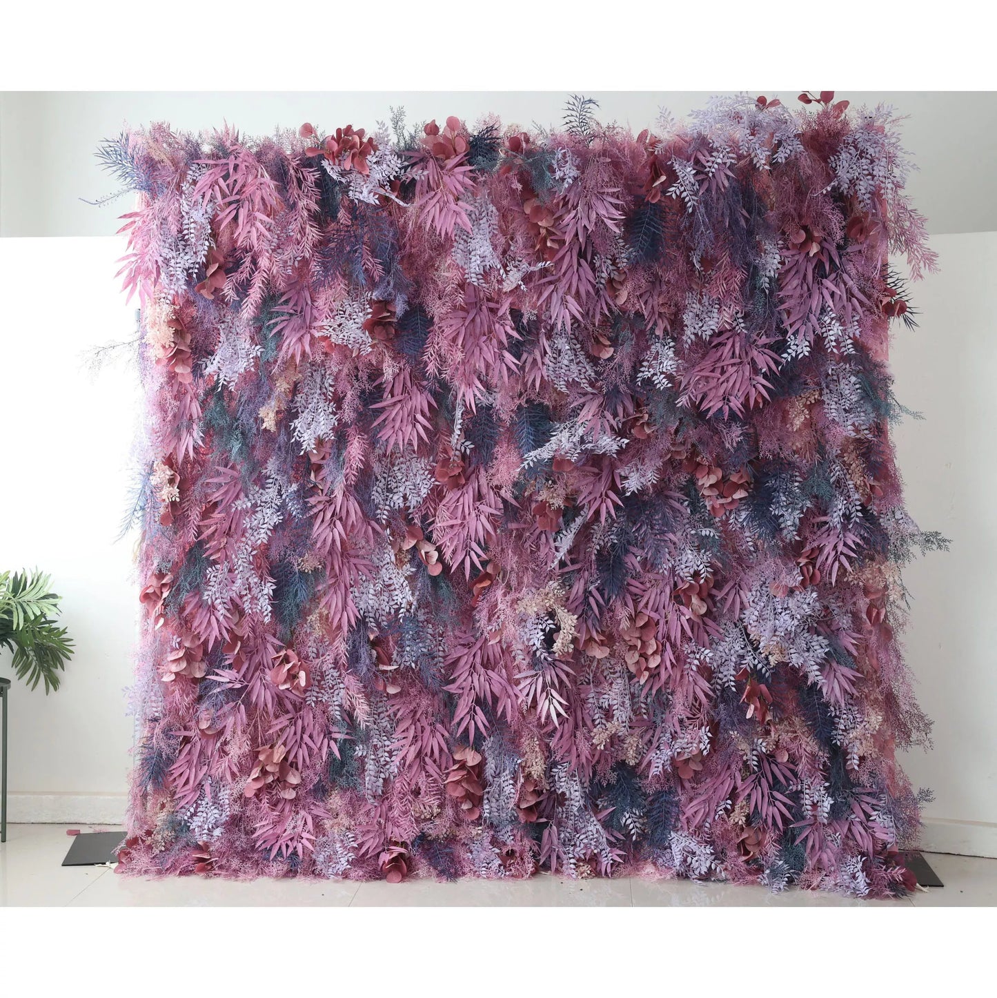 Flowers Artificial Fern Wall Backdrop: Mystic Foliage - An Enchantment of Plum and Lavender-VF-255