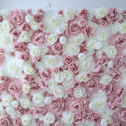 Roll Up Fabric Artificial Flower Wall Wedding Backdrop, Floral Party Decor, Event Photography-VF-315