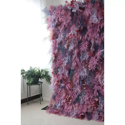 Flowers Artificial Fern Wall Backdrop: Mystic Foliage - An Enchantment of Plum and Lavender-VF-255