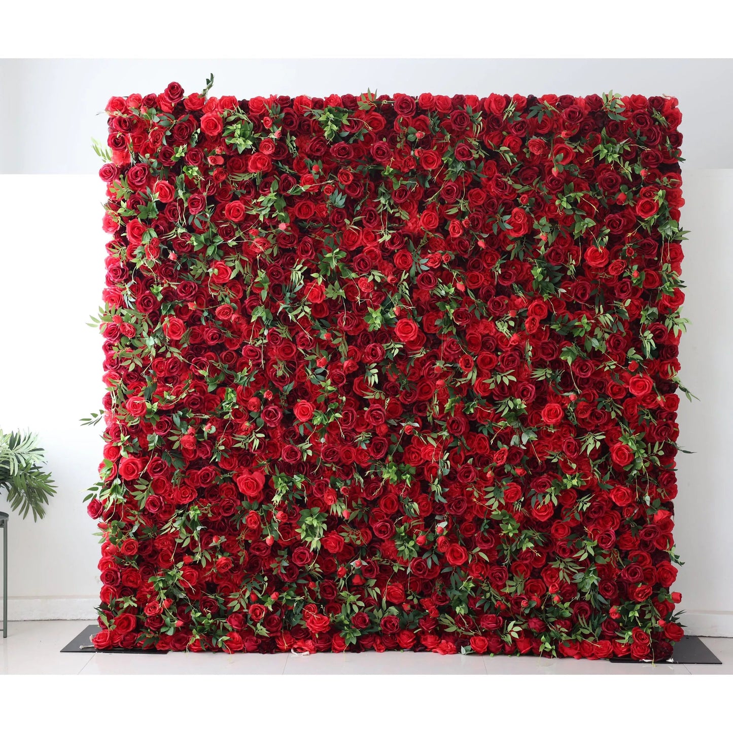 Flowers Artificial Red Rose Wall Backdrop: Passionate Embrace - The Red Reverie-VF-257