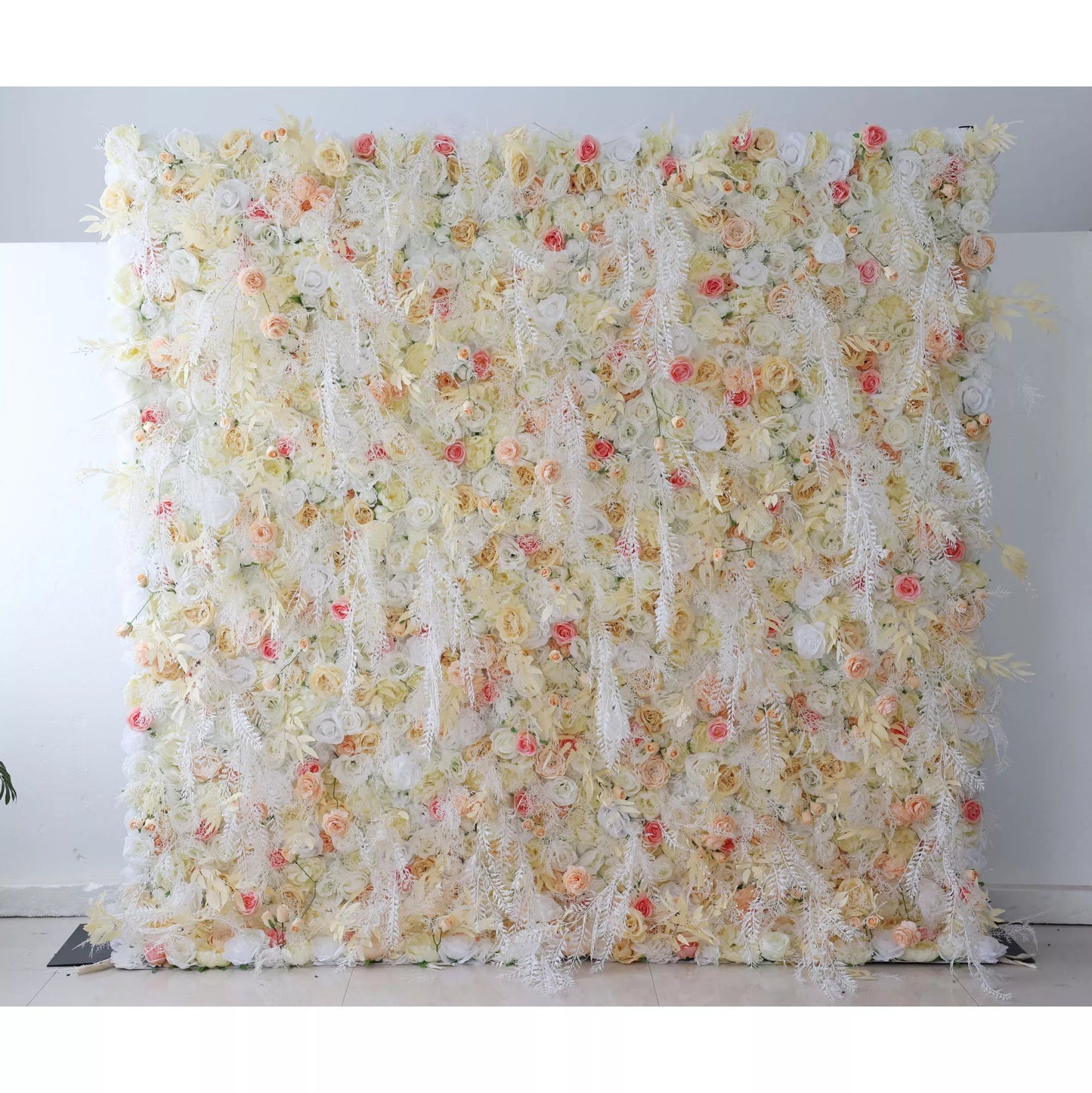 Flowers Artificial Rose Wall Backdrop: Ethereal Elegance - The Whispered Wishes Collection-VF-258