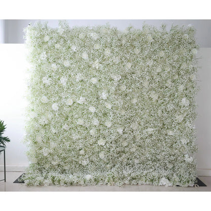 Flowers Artificial Floral Wall Backdrop: Elysian Garden Artificial Floral Wall Backdrop: Ethereal White Blossoms Edition-VF-268