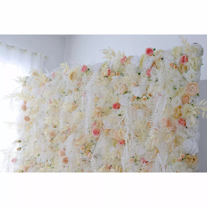 Flowers Artificial Rose Wall Backdrop: Ethereal Elegance - The Whispered Wishes Collection-VF-258