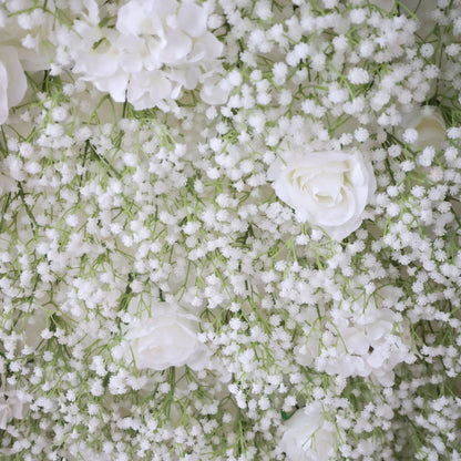 Flowers Artificial Floral Wall Backdrop: Elysian Garden Artificial Floral Wall Backdrop: Ethereal White Blossoms Edition-VF-268