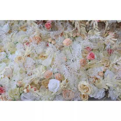 Flowers Artificial Rose Wall Backdrop: Ethereal Elegance - The Whispered Wishes Collection-VF-258