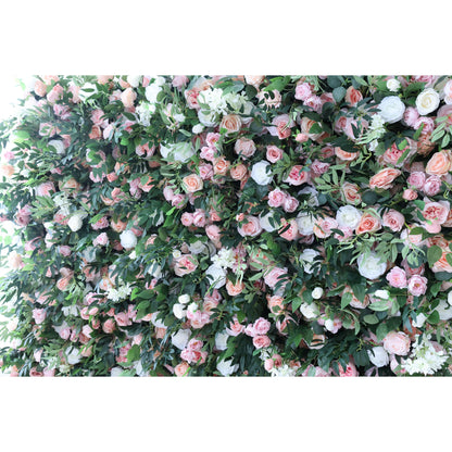 Roll Up Fabric Artificial Flower Wall Wedding Backdrop, Floral Party Decor, Event Photography-VF-341