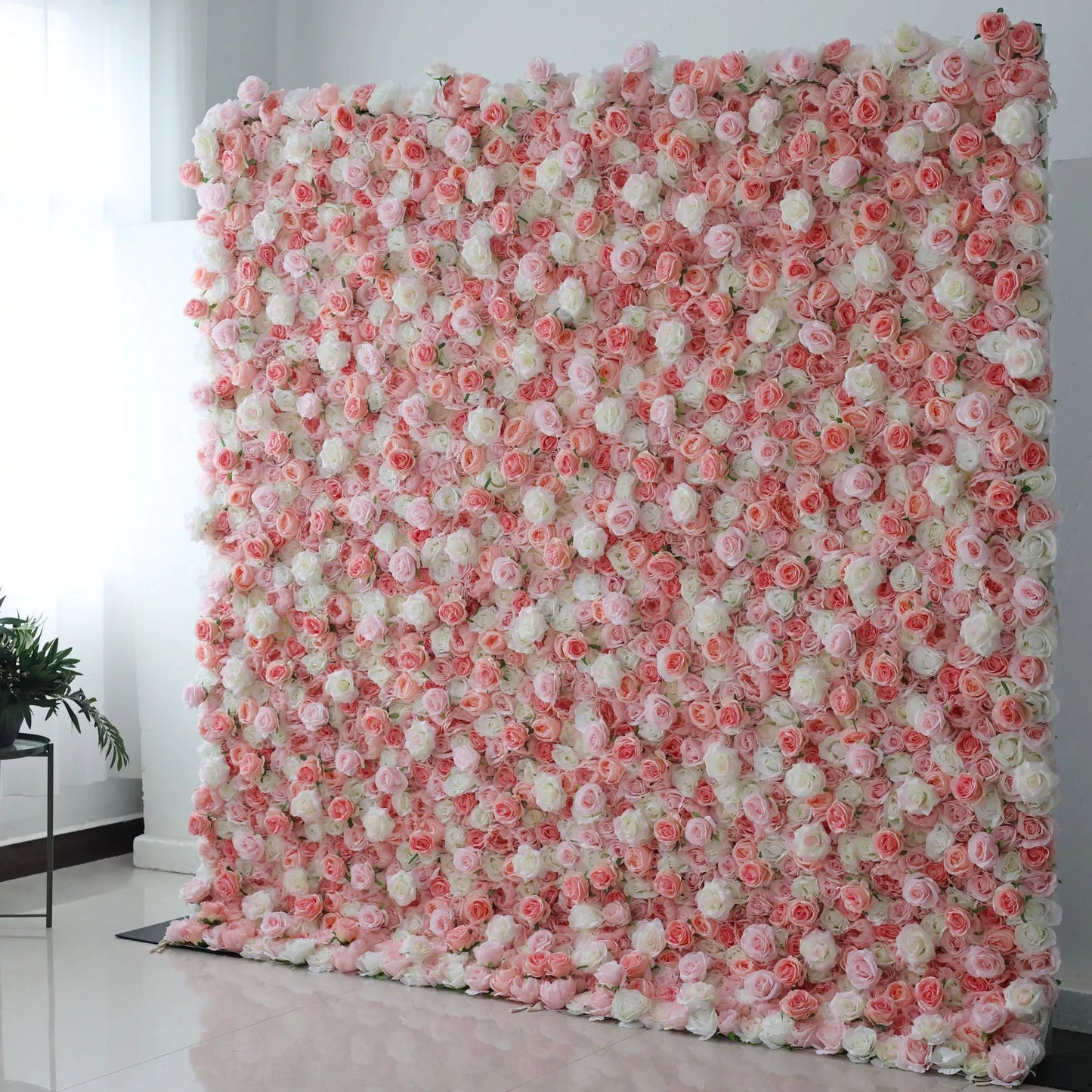 Flowers Artificial Rose Wall Backdrop: Whispering Petals - The Serene Sonnet Collection-VF-260