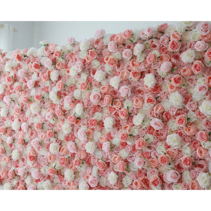 Flowers Artificial Rose Wall Backdrop: Whispering Petals - The Serene Sonnet Collection-VF-260