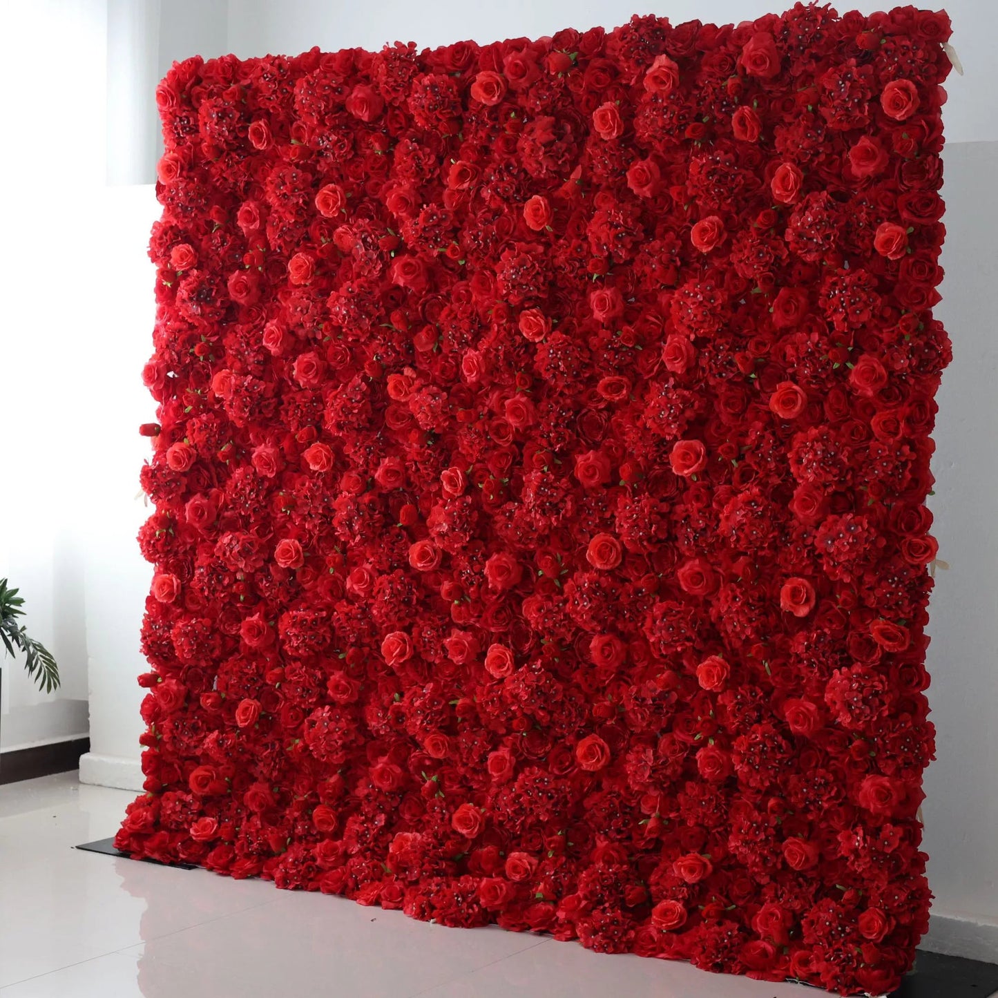 Flowers Artificial Rose Wall Backdrop: Crimson Cascade - The Passionate Pulse Collection-VF-261