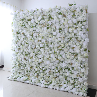 Roll Up Fabric Artificial Flower Wall Wedding Backdrop, Floral Party Decor, Event Photography-VF-342