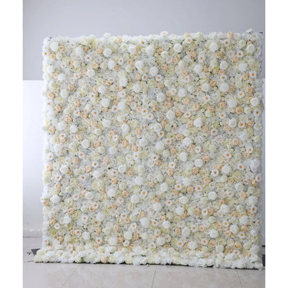 Flowers Artificial Floral Wall Backdrop: Whispering White - The Ethereal Elegance Collection-VF-263