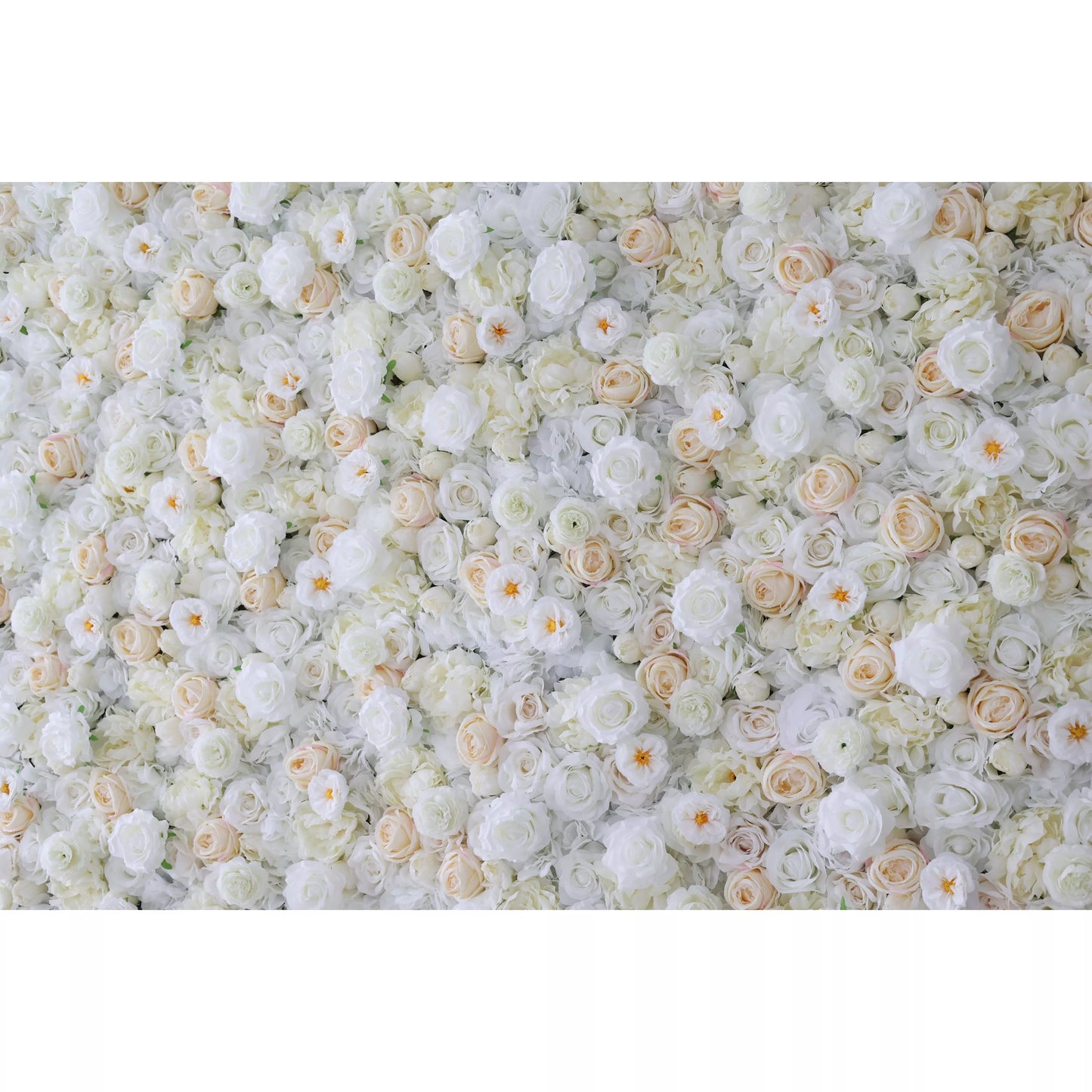 Roll Up Fabric Artificial White, Cream and Champagne Flower Wall Wedding Backdrop, Floral Party Decor, Event Photography-VF-263