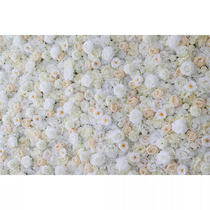 Roll Up Fabric Artificial White, Cream and Champagne Flower Wall Wedding Backdrop, Floral Party Decor, Event Photography-VF-263