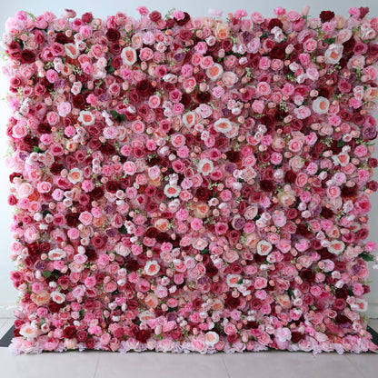 Roll Up Fabric Artificial Flower Wall Wedding Backdrop, Floral Party Decor, Event Photography-VF-344