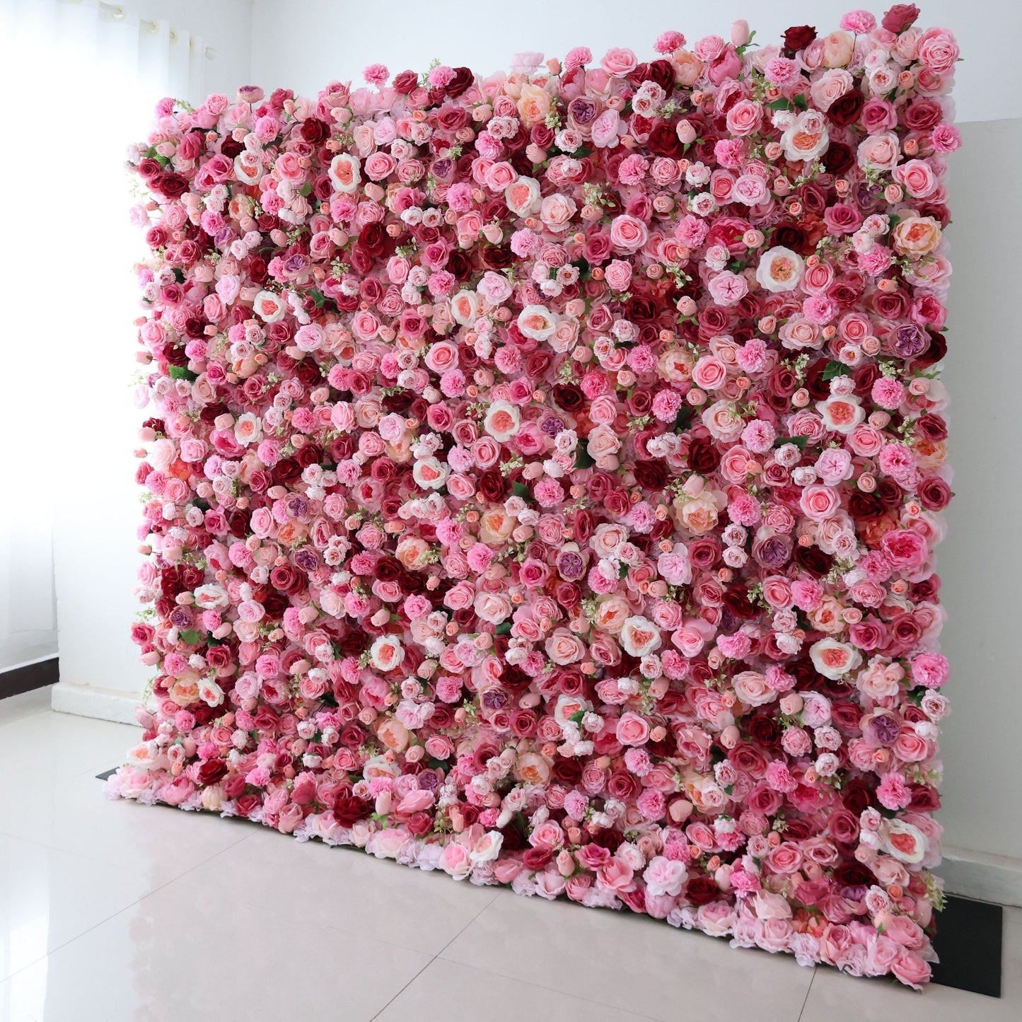 Roll Up Fabric Artificial Flower Wall Wedding Backdrop, Floral Party Decor, Event Photography-VF-344