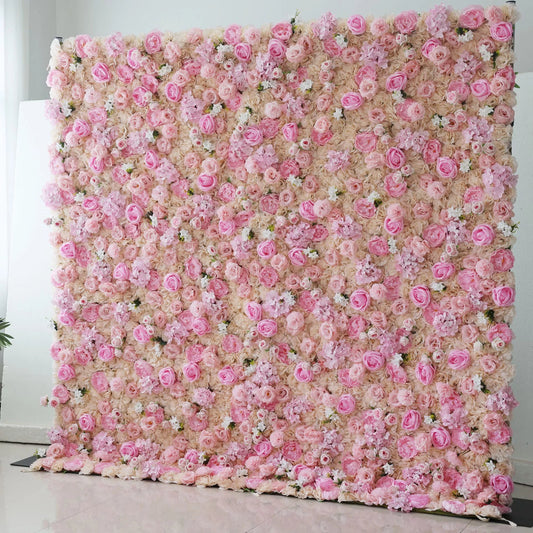 Flowers Artificial Floral Wall Backdrop: Blossom Bliss Artificial Floral Wall Backdrop: Enchanted Pink Rose Edition-VF-267