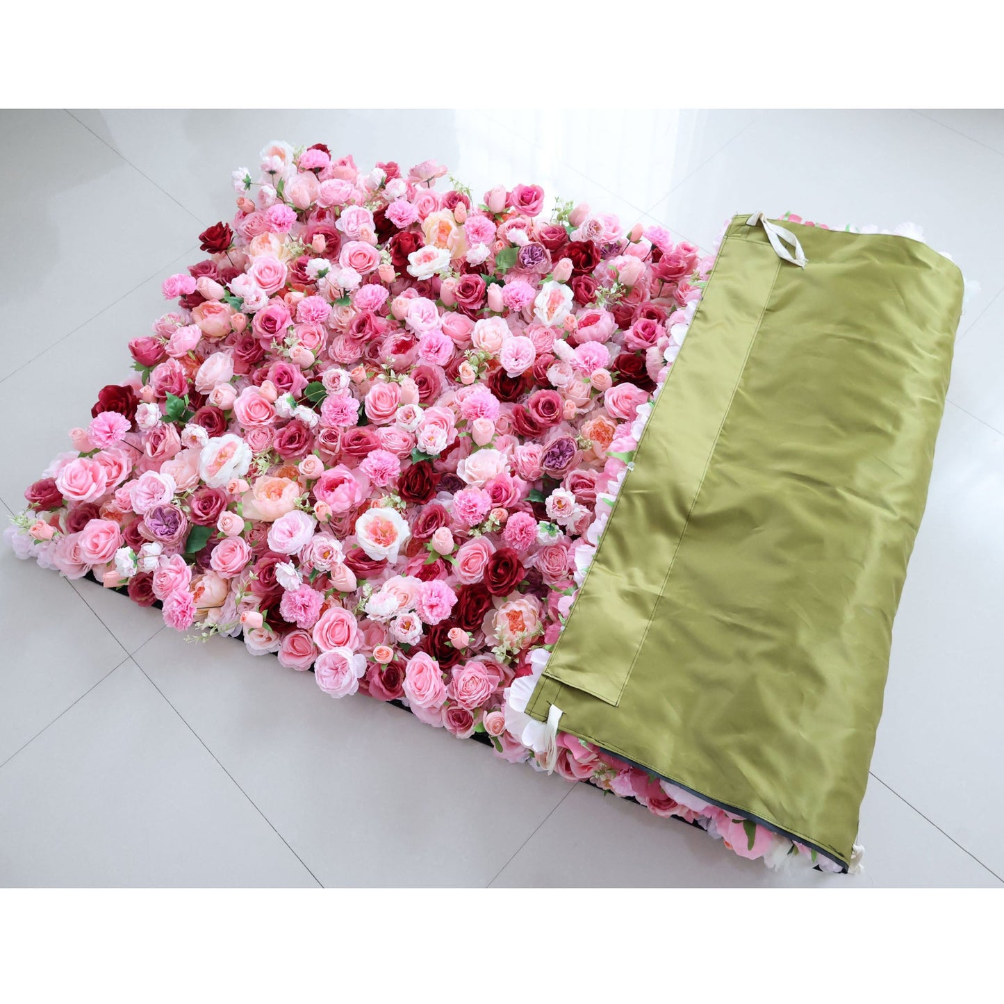 Roll Up Fabric Artificial Flower Wall Wedding Backdrop, Floral Party Decor, Event Photography-VF-344