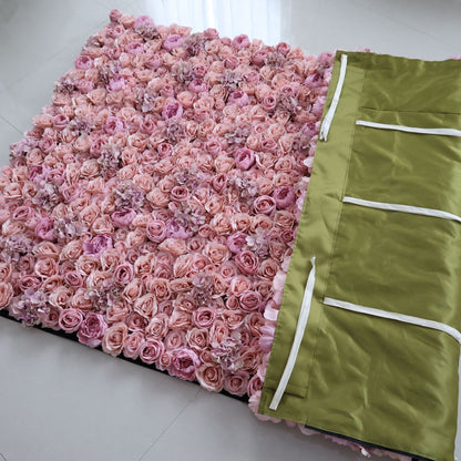 Roll Up Fabric Artificial Flower Wall Wedding Backdrop, Floral Party Decor, Event Photography-VF-345