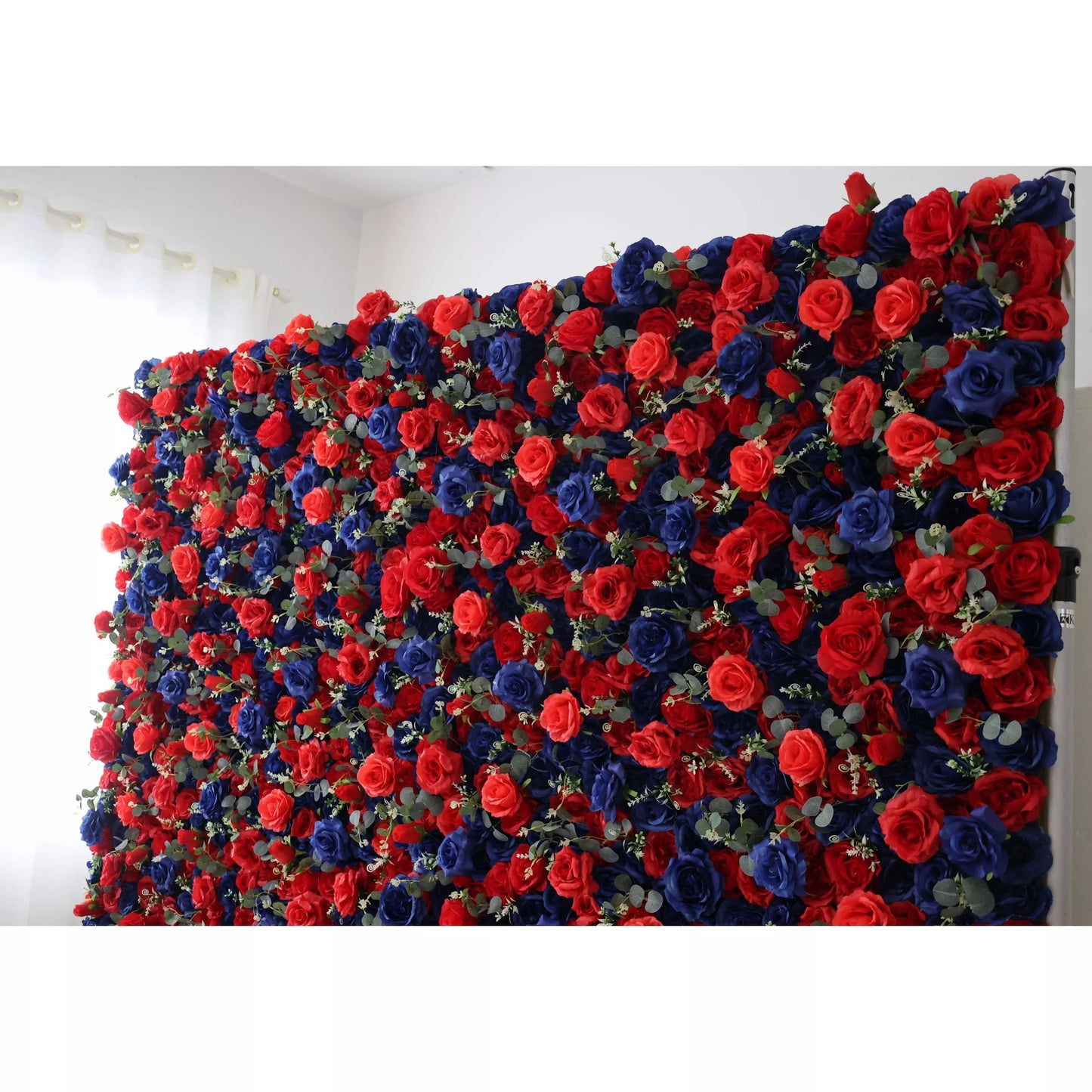 Flowers Artificial Floral Wall Backdrop: Royal Romance: A Mélange of Midnight Blue and Resplendent Red-VF-291