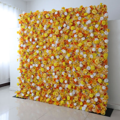 Roll Up Fabric Artificial Flower Wall Wedding Backdrop, Floral Party Decor, Event Photography-VF-346