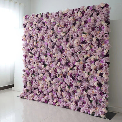 Flowers Artificial Floral Wall Backdrop: Lavender Luxe: A Symphony of Serene and Soft Hues-Royal Romance: -VF-292