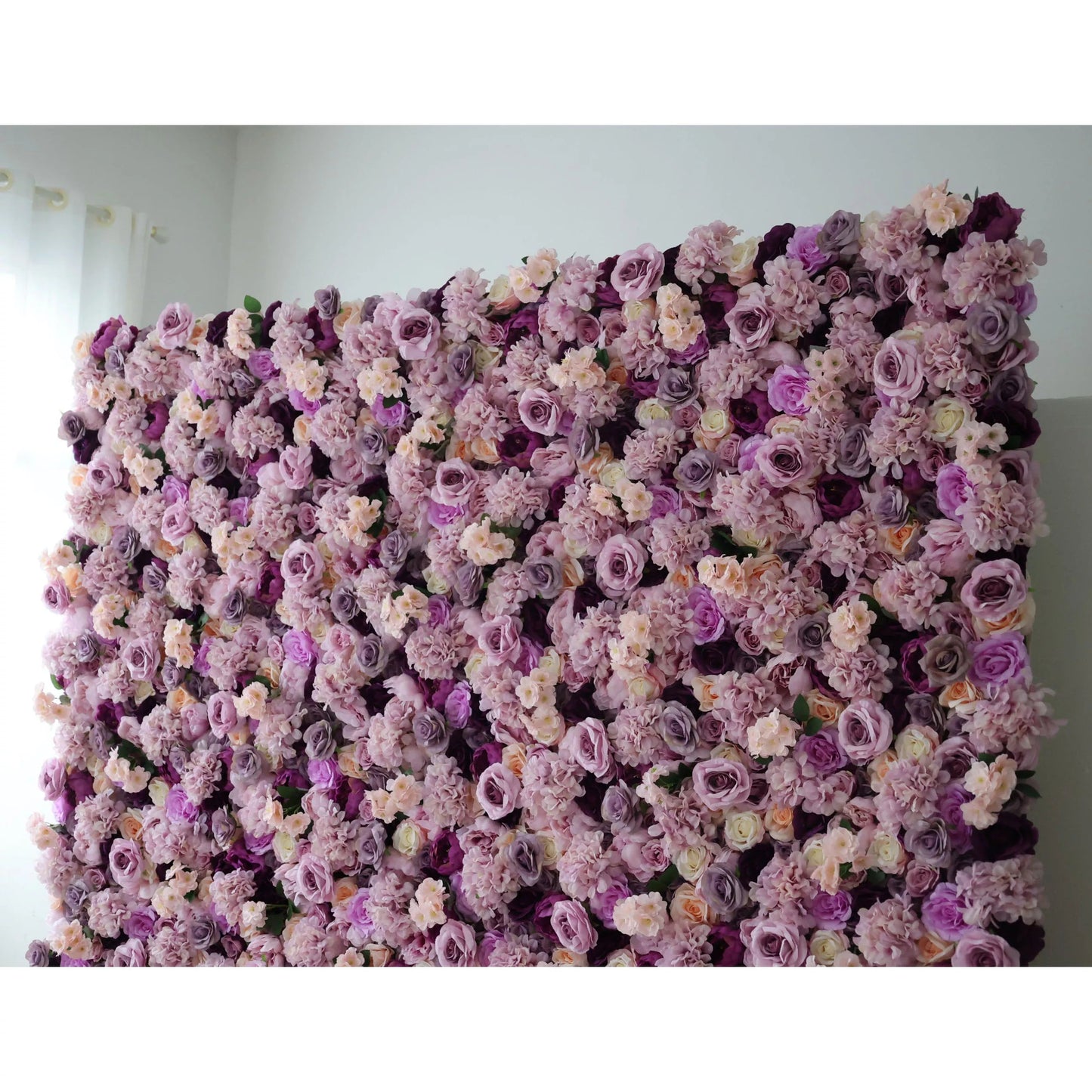 Flowers Artificial Floral Wall Backdrop: Lavender Luxe: A Symphony of Serene and Soft Hues-Royal Romance: -VF-292