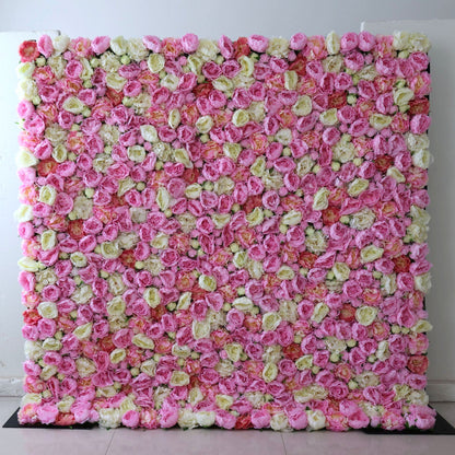 Roll Up Fabric Artificial Flower Wall Wedding Backdrop, Floral Party Decor, Event Photography-VF-347