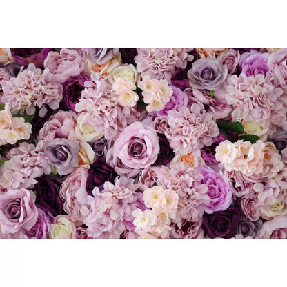 Flowers Artificial Floral Wall Backdrop: Lavender Luxe: A Symphony of Serene and Soft Hues-Royal Romance: -VF-292