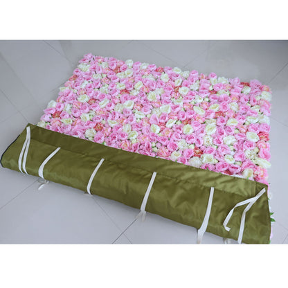 Roll Up Fabric Artificial Flower Wall Wedding Backdrop, Floral Party Decor, Event Photography-VF-347