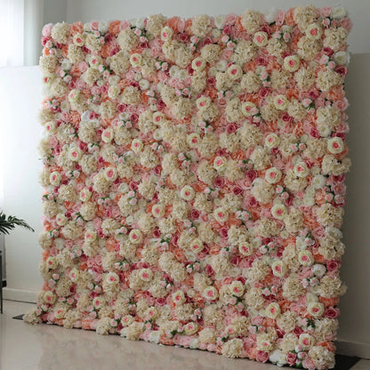 Roll Up Fabric Artificial Sage Indian Red Core and Rose Taupe, Light Brown Floral Wall Wedding Backdrop, Floral Party Decor, Event Photography-VF-075