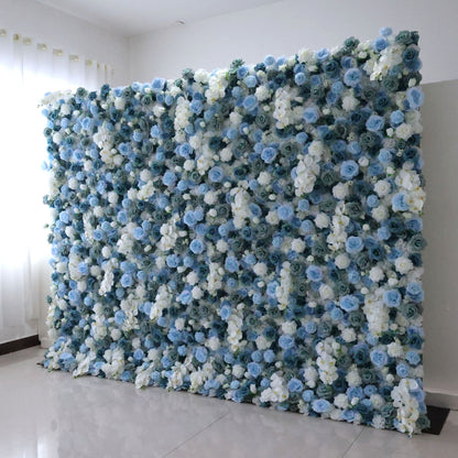 Roll Up Fabric Artificial Flower Wall Wedding Backdrop, Floral Party Decor, Event Photography-VF-348