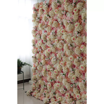 Roll Up Fabric Artificial Sage Indian Red Core and Rose Taupe, Light Brown Floral Wall Wedding Backdrop, Floral Party Decor, Event Photography-VF-075