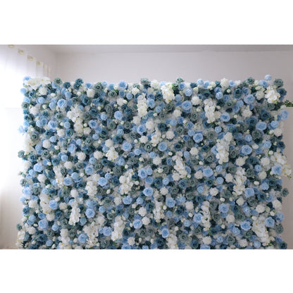 Roll Up Fabric Artificial Flower Wall Wedding Backdrop, Floral Party Decor, Event Photography-VF-348