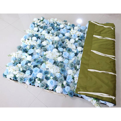 Roll Up Fabric Artificial Flower Wall Wedding Backdrop, Floral Party Decor, Event Photography-VF-348