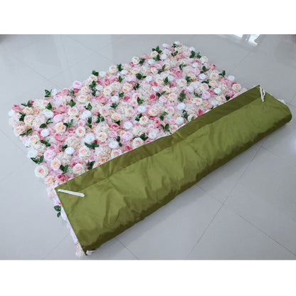 Roll Up Fabric Artificial Flower Wall Wedding Backdrop, Floral Party Decor, Event Photography-VF-349