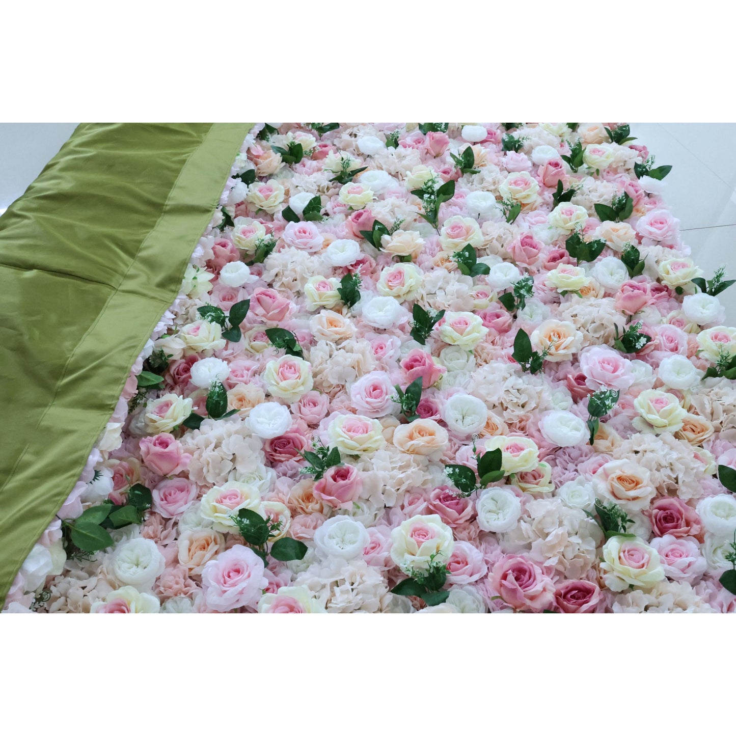 Roll Up Fabric Artificial Flower Wall Wedding Backdrop, Floral Party Decor, Event Photography-VF-349