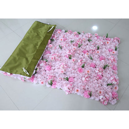 Roll Up Fabric Artificial Flower Wall Wedding Backdrop, Floral Party Decor, Event Photography-VF-350