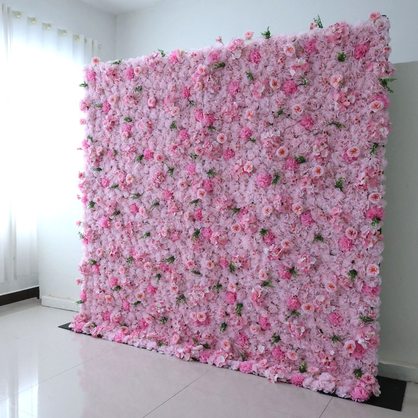 Roll Up Fabric Artificial Flower Wall Wedding Backdrop, Floral Party Decor, Event Photography-VF-350