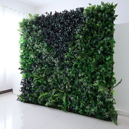 Roll Up Fabric Artificial Green Leaves Flower Wall Wedding Backdrop, Floral Party Decor, Event Photography-VF-351