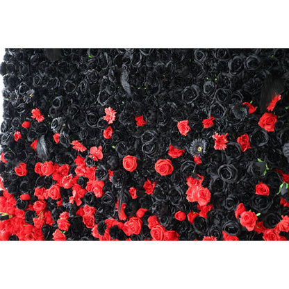 Roll Up Fabric Artificial Flower Wall Wedding Backdrop, Floral Party Decor, Event Photography-VF-352