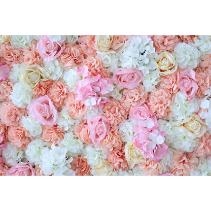 Roll Up Fabric Artificial Flower Wall Wedding Backdrop, Floral Party Decor, Event Photography-VF-356