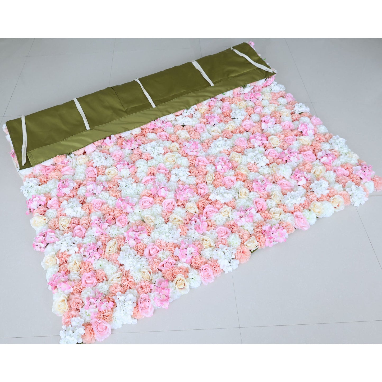 Roll Up Fabric Artificial Flower Wall Wedding Backdrop, Floral Party Decor, Event Photography-VF-356