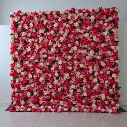 Roll Up Fabric Artificial Flower Wall Wedding Backdrop, Floral Party Decor, Event Photography-VF-357